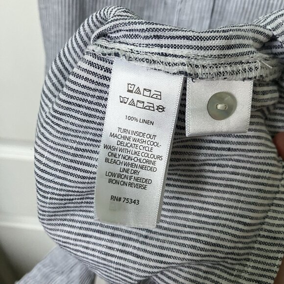 Tahari 100% Linen Shirt Dress Womens XS Stripe Coastal Beachy - Picture 3 of 9